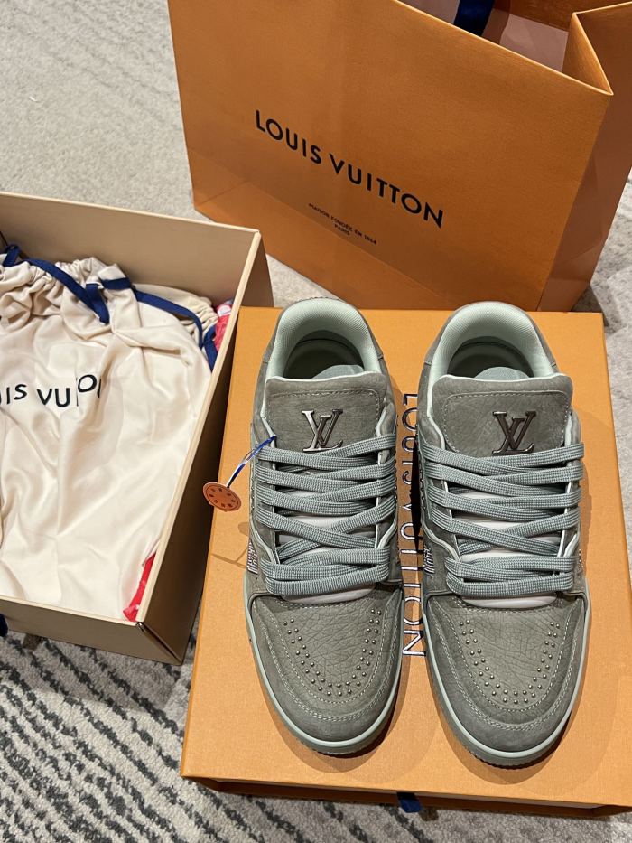 NIGO Louis Vuitton LV Trainer Men's Round Toe Colorblock Leather Lace-Up Low Top Board Shoes #nigo74983