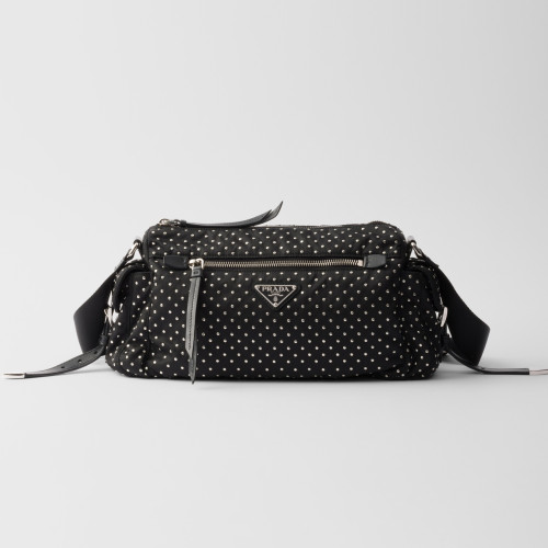 NIGO Prada Women's Metal Triangle Label Zipper Closure Rivet Finish Nylon Shoulder Crossbody Bag Bags #nigo74989