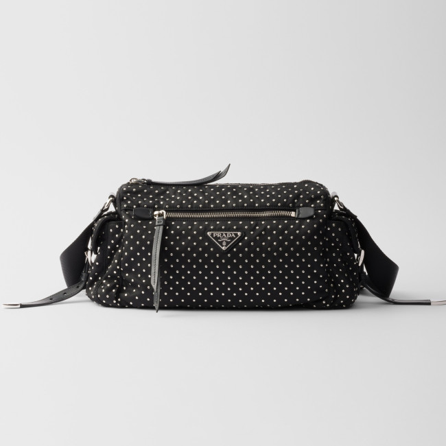 NIGO Prada Women's Metal Triangle Label Zipper Closure Rivet Finish Nylon Shoulder Crossbody Bag Bags #nigo74989