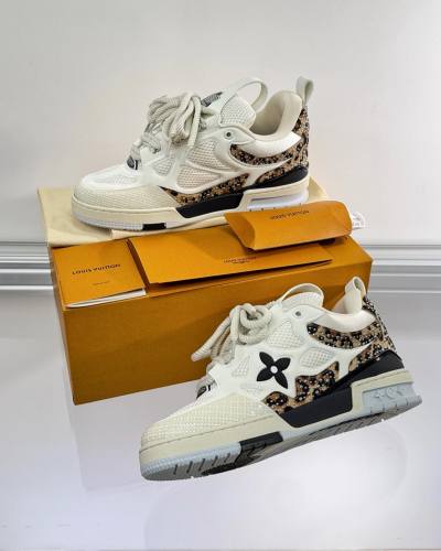 NIGO Louis Vuitton LV Skate Men's Colorblocked Calfskin Round Toe Low Top Lace Up Casual Board Shoes #nigo74995