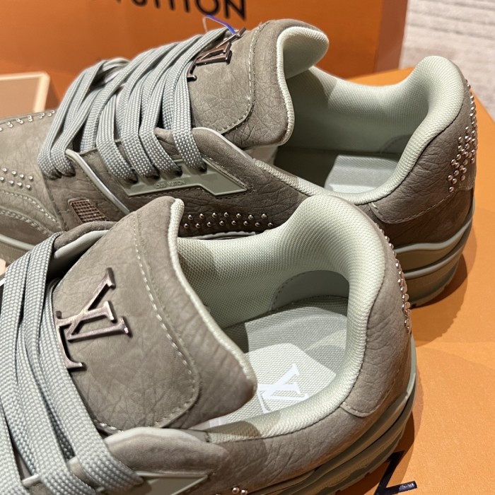 NIGO Louis Vuitton LV Trainer Men's Round Toe Colorblock Leather Lace-Up Low Top Board Shoes #nigo74983