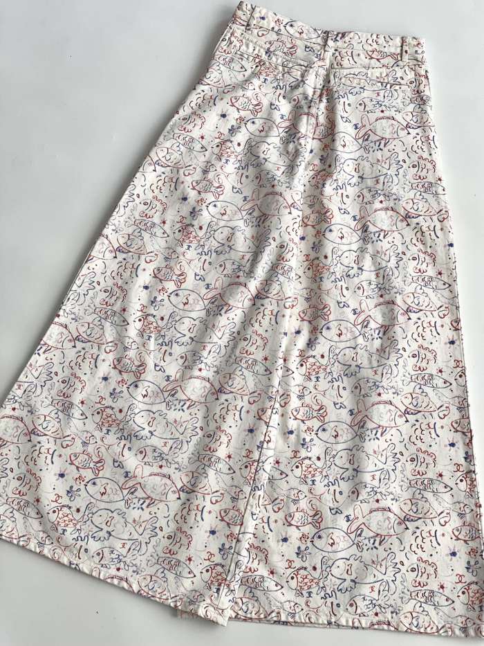 NIGO Chanel Women's Spring/Summer Graffiti Printed Camisole Top Wide Leg Jeans Pants Set Suit #nigo74985