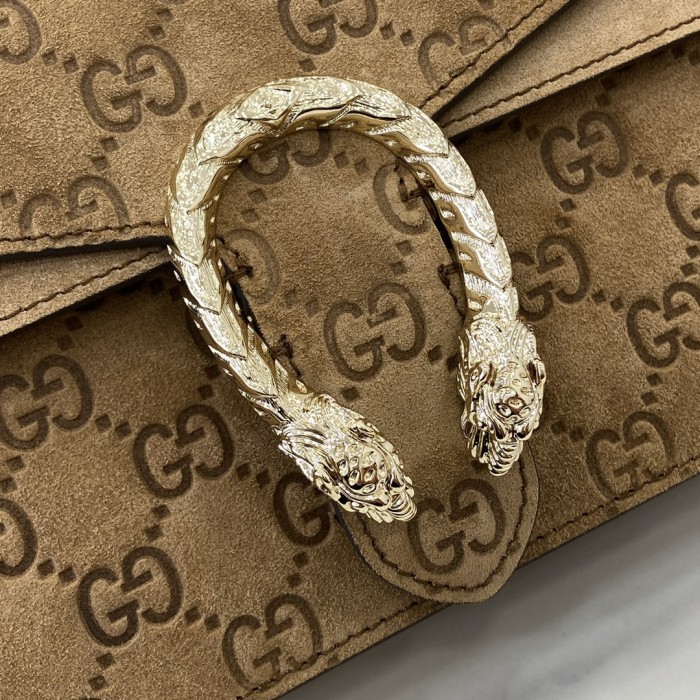 NIGO Gucci Women's Solid Color Sliding Chain Tiger Head Lock Clasp Suede Crossbody Shoulder Bag Bags #nigo75131