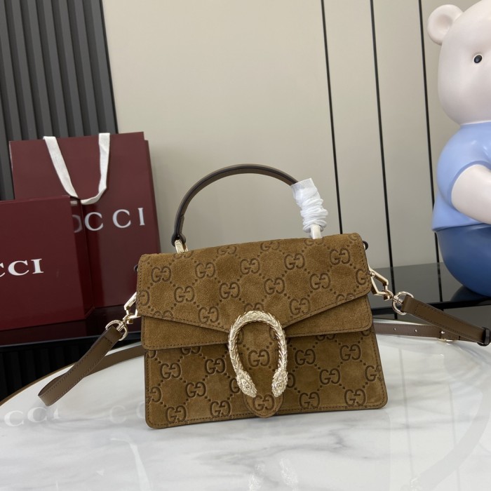 NIGO Gucci Women's Solid Color Tiger Head Lock Buckle Suede Handheld Crossbody Shoulder Bag Bags #nigo75132