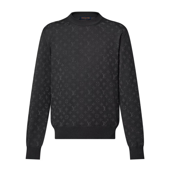NIGO Louis Vuitton Men's Spring and Autumn Rhinestone Letter Logo Printed Round Neck Long Sleeve Sweater #nigo75138