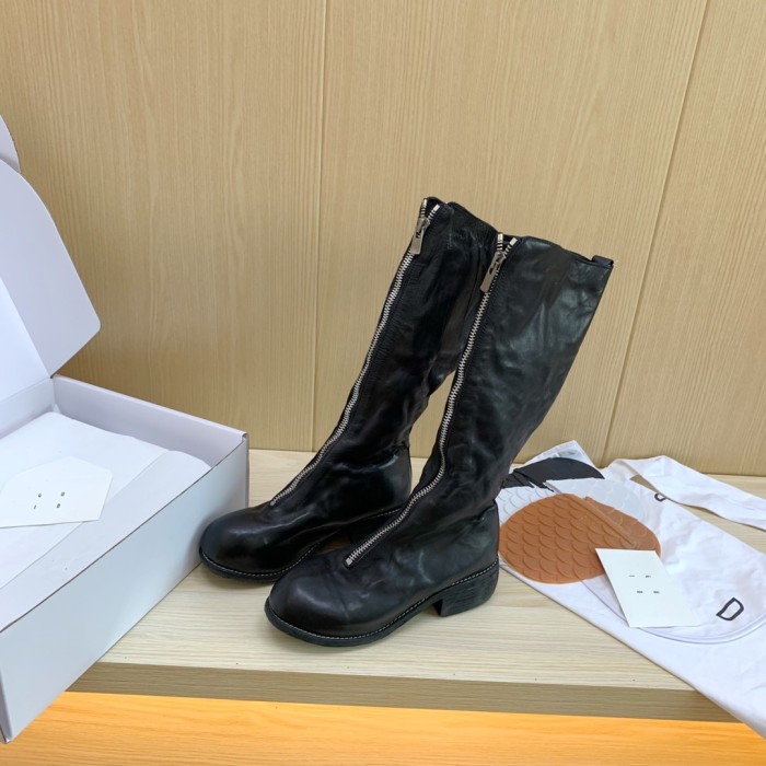 NIGO GUIDI Women's Solid Color Washed Horsehide Vintage Thick Sole Tall Boots Shoes #nigo75141