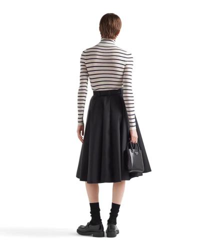 NIGO Prada Women's Spring and Autumn Striped Printed Letter Insert High Neck Pullover Wool Sweater #nigo75136