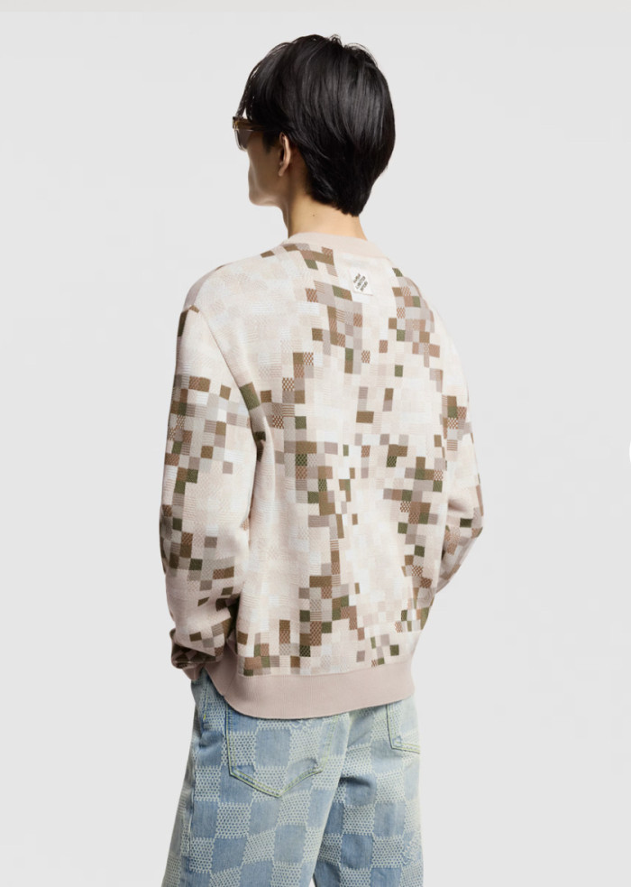 NIGO Louis Vuitton Men's Spring and Autumn Plaid Printed Round Neck Pullover Long Sleeve Knitted Sweatshirt #nigo75129
