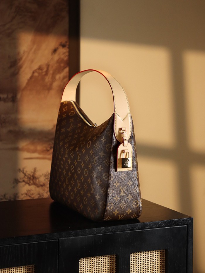 NIGO Louis Vuitton Slouchy Women's Brown Letter Logo Zipper Closure Coated Canvas Tote Shoulder Bag Bags #nigo75135