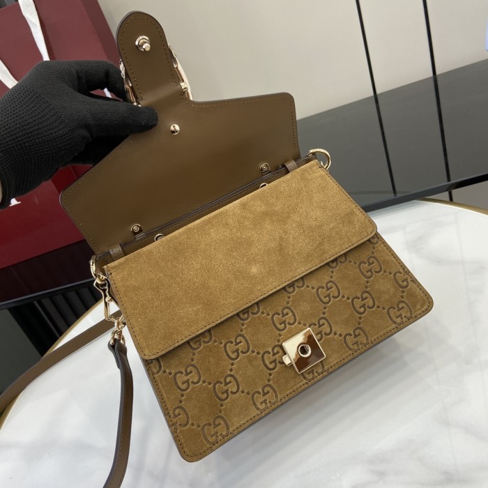 NIGO Gucci Women's Solid Color Tiger Head Lock Buckle Suede Handheld Crossbody Shoulder Bag Bags #nigo75132