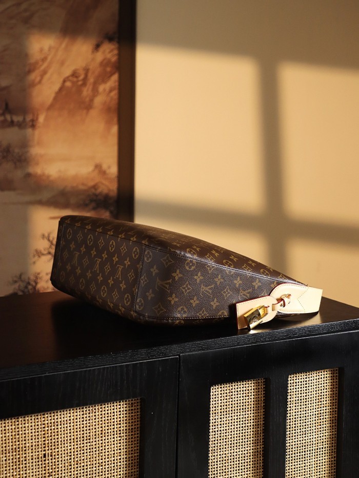 NIGO Louis Vuitton Slouchy Women's Brown Letter Logo Zipper Closure Coated Canvas Tote Shoulder Bag Bags #nigo75135