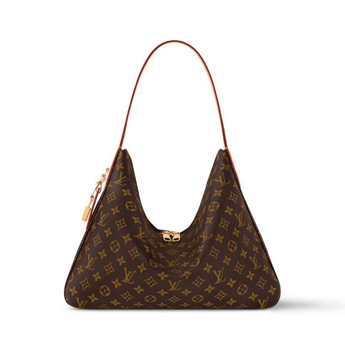 NIGO Louis Vuitton Slouchy Women's Brown Letter Logo Zipper Closure Coated Canvas Tote Shoulder Bag Bags #nigo75135