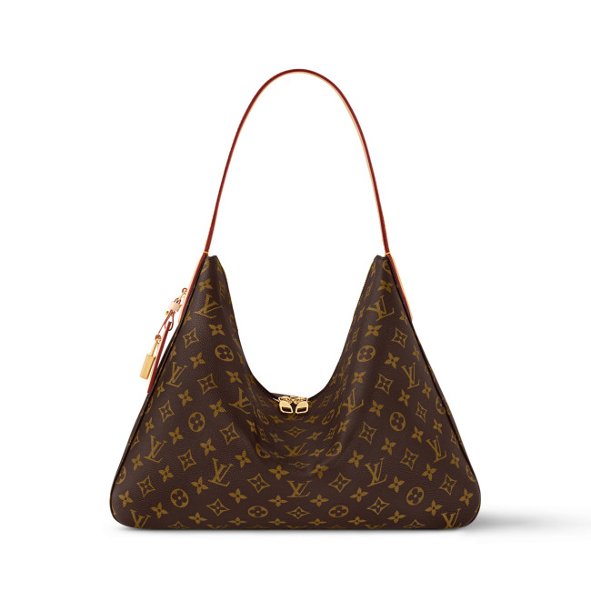 NIGO Louis Vuitton Slouchy Women's Brown Letter Logo Zipper Closure Coated Canvas Tote Shoulder Bag Bags #nigo75135