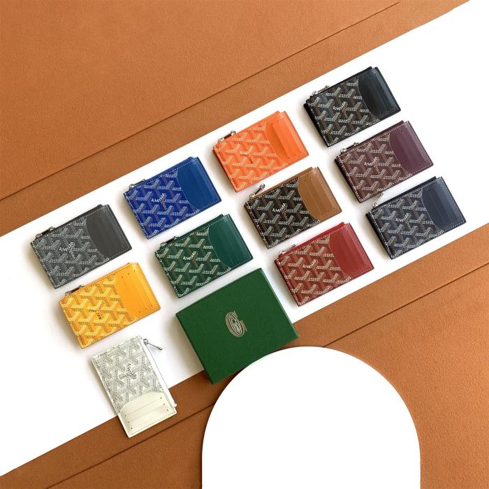 NIGO GOYARD Bourbon Men's and Women's Old Flower Full Print Zipper Closure Canvas Patchwork Leather Card Case Bag Bags #nigo75123