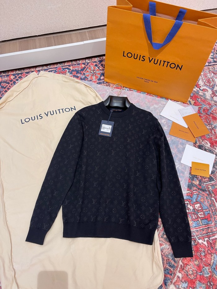 NIGO Louis Vuitton Men's Spring and Autumn Rhinestone Letter Logo Printed Round Neck Long Sleeve Sweater #nigo75138