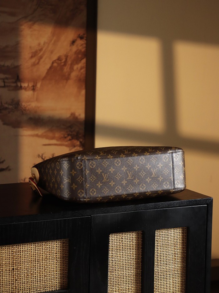 NIGO Louis Vuitton Slouchy Women's Brown Letter Logo Zipper Closure Coated Canvas Tote Shoulder Bag Bags #nigo75135