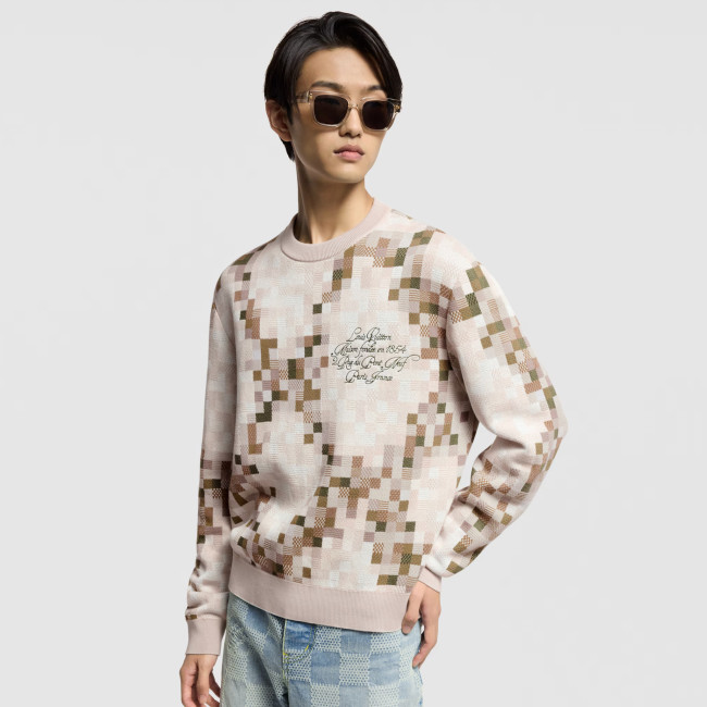 NIGO Louis Vuitton Men's Spring and Autumn Plaid Printed Round Neck Pullover Long Sleeve Knitted Sweatshirt #nigo75129