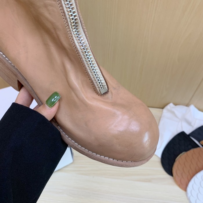 NIGO GUIDI Women's Solid Color Washed Horsehide Vintage Thick Sole Tall Boots Shoes #nigo75141