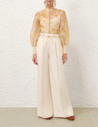 NIGO Zimmermann Women's Spring And Summer Yellow Floral Print Single Breasted Long Sleeve Shirt #nigo75154