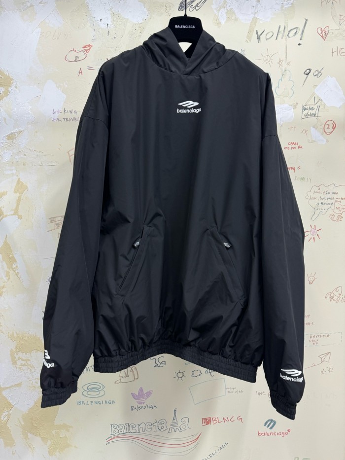 NIGO Balenciaga Men's Black Spring and Fall Logo Embroidered Printed Hooded Parker Ski Sweatshirt #nigo75147