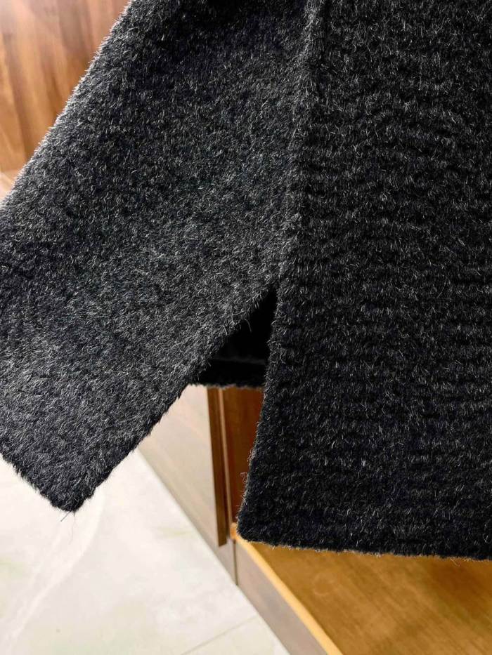 NIGO Hermes Men's Fall And Winter Water Wave Texture Casual Double-Breasted Medium-Length Wool Blend Coat Ngvp #nigo9882