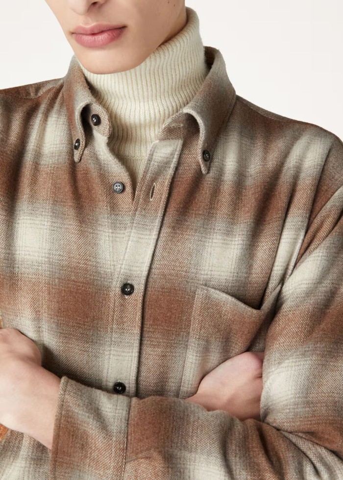 NIGO Loro Piana Men's Spring, Autumn And Winter Check Solid Color Long Sleeve Single Breasted Casual Jack Shirt Ngvp #nigo9886
