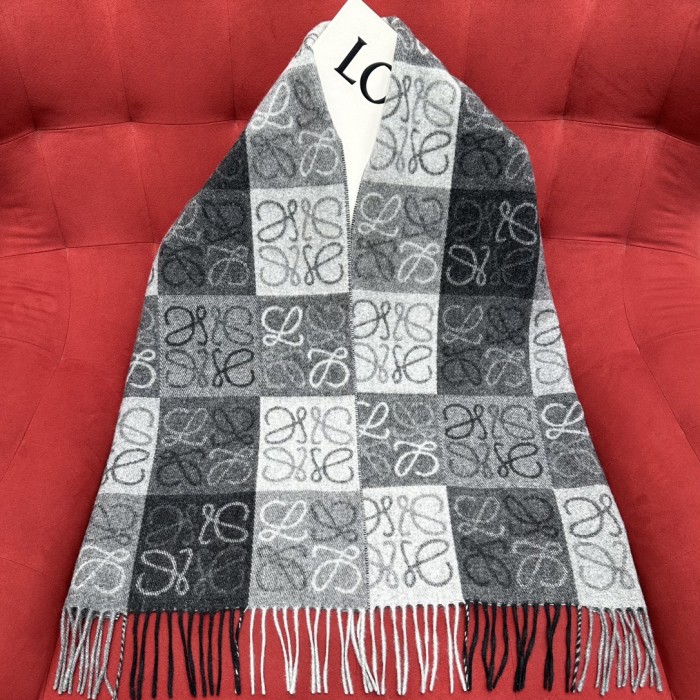 NIGO Loewe Women's Reversible Checkerboard Pattern Wool Fleece Scarf #nigo75144