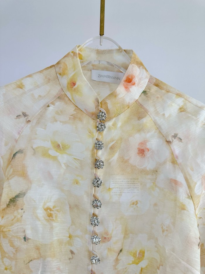 NIGO Zimmermann Women's Spring And Summer Yellow Floral Print Single Breasted Long Sleeve Shirt #nigo75154