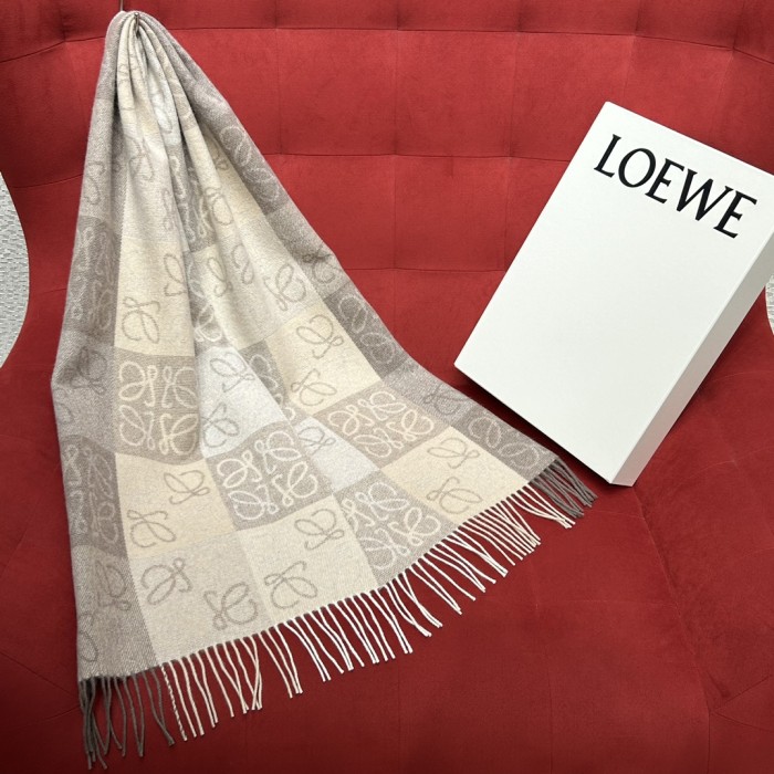 NIGO Loewe Women's Reversible Checkerboard Pattern Wool Fleece Scarf #nigo75144