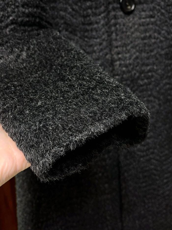 NIGO Hermes Men's Fall And Winter Water Wave Texture Casual Double-Breasted Medium-Length Wool Blend Coat Ngvp #nigo9882