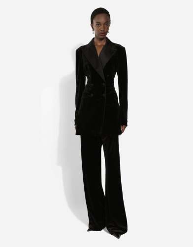 NIGO Dolce&Gabbana Women's Spring, Autumn And Winter Velvet Solid Color Double-Breasted Waisted TURLINGTON Blazer Jacket Ngvp #nigo9881