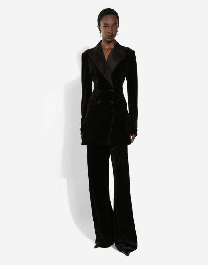 NIGO Dolce&Gabbana Women's Spring, Autumn And Winter Velvet Solid Color Double-Breasted Waisted TURLINGTON Blazer Jacket Ngvp #nigo9881