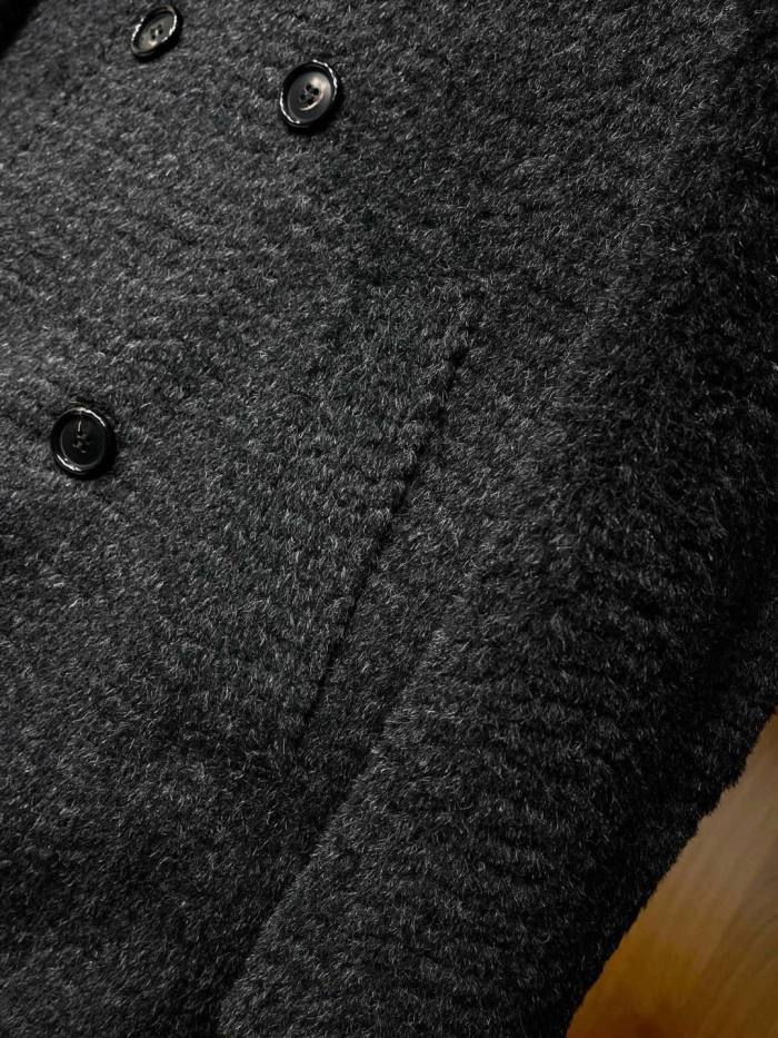 NIGO Hermes Men's Fall And Winter Water Wave Texture Casual Double-Breasted Medium-Length Wool Blend Coat Ngvp #nigo9882