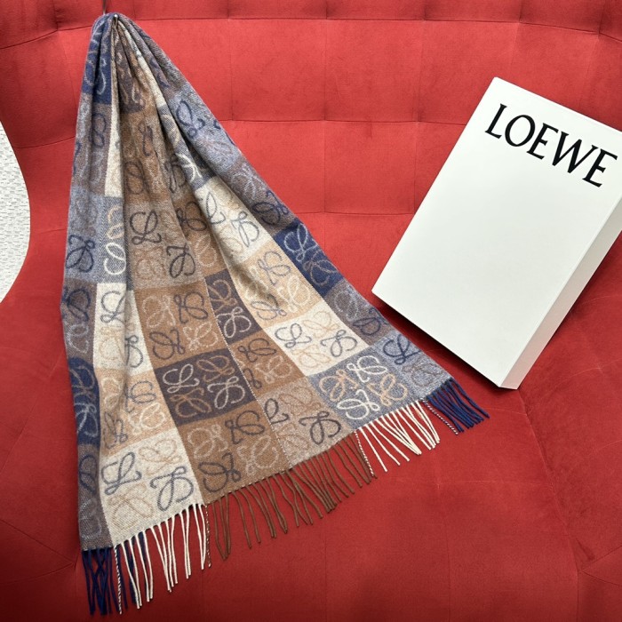 NIGO Loewe Women's Reversible Checkerboard Pattern Wool Fleece Scarf #nigo75144
