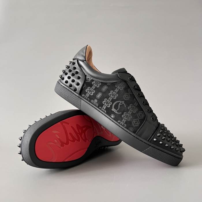 NIGO Christian Louboutin Men's Spring And Autumn Rivets Metal Decoration Fashion Casual Lace-up Trainers Cowhide Hundred Modern Shoes Ngvp #nigo9888