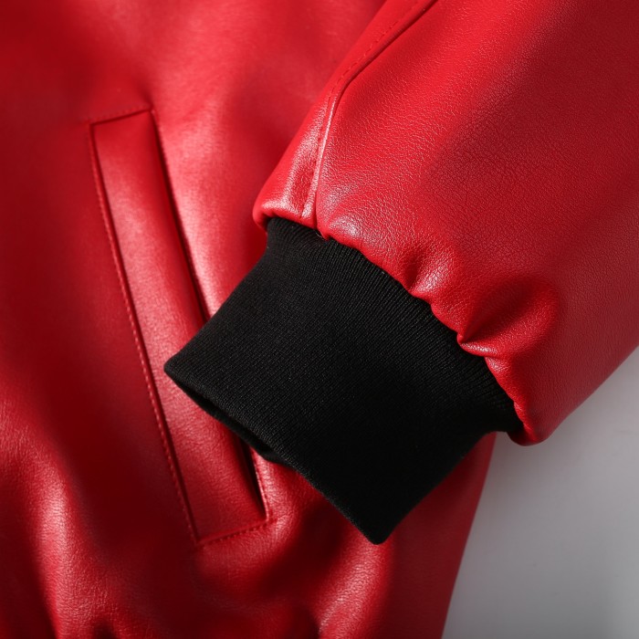 NIGO Supreme x Vanson Leathers Men's and Women's Spring and Fall Sleeve Logo Embroidered Patch Zipper Closure Hooded Leather Jacket #nigo75186