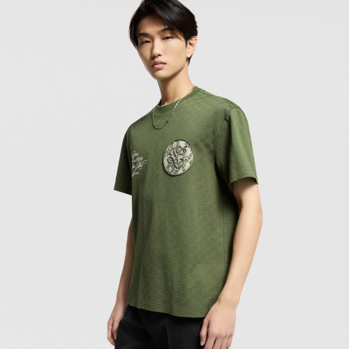 NIGO Louis Vuitton Men's Summer Damier Pique Short Sleeve Round Neck Cotton Jacquard Embroidery Straight T-Shirt #nigo71825