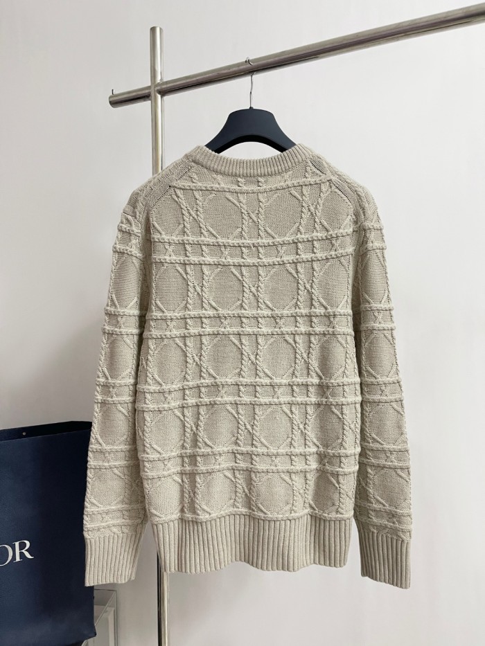NIGO Dior Men's Spring and Autumn Solid Color Printed Ribbed Crew Neck Knit Sweater #nigo75185