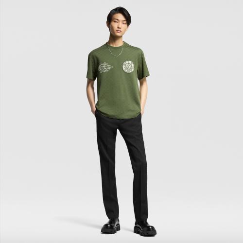NIGO Louis Vuitton Men's Summer Damier Pique Short Sleeve Round Neck Cotton Jacquard Embroidery Straight T-Shirt #nigo71825