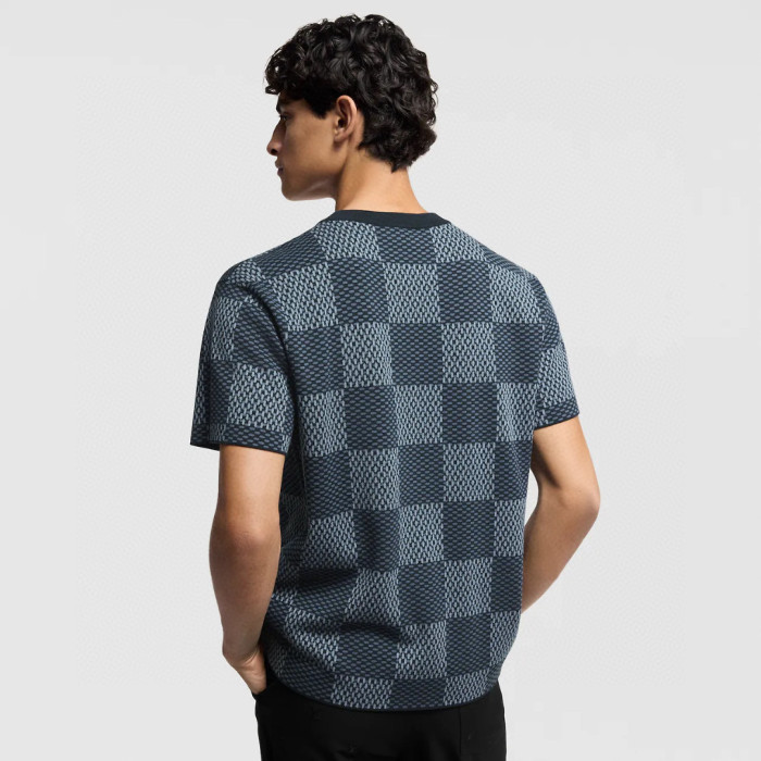NIGO Louis Vuitton Men's and Women's Summer Checkerboard Printed Beaded Logo Printed Round Neck Short Sleeve T-Shirt #nigo75187