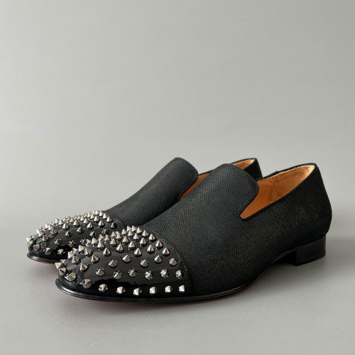NIGO Christian Louboutin Men's Spring And Autumn Rivets Casual Leather Shoes Black Temperament Metal Decoration Fashion Cowhide Hundred Modern Shoes Ngvp #nigo9889