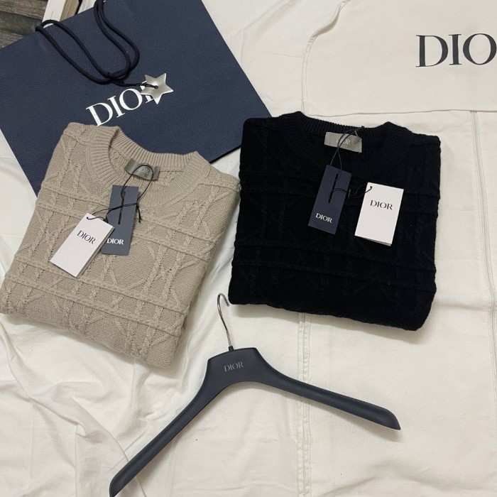 NIGO Dior Men's Spring and Autumn Solid Color Printed Ribbed Crew Neck Knit Sweater #nigo75185