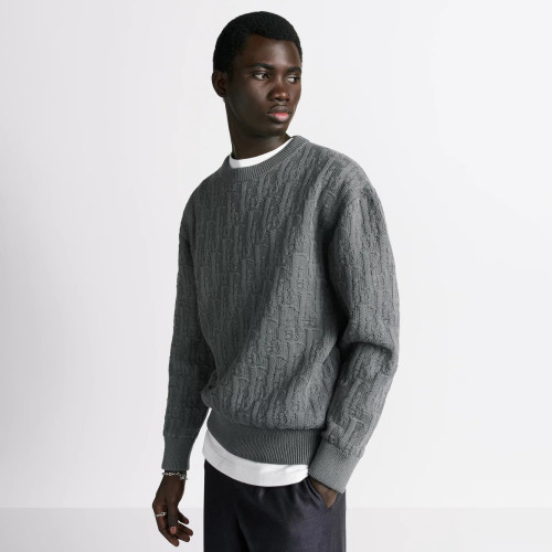 NIGO Dior Men's Spring and Autumn Solid Color Printed Ribbed Crew Neck Knit Sweater #nigo75184