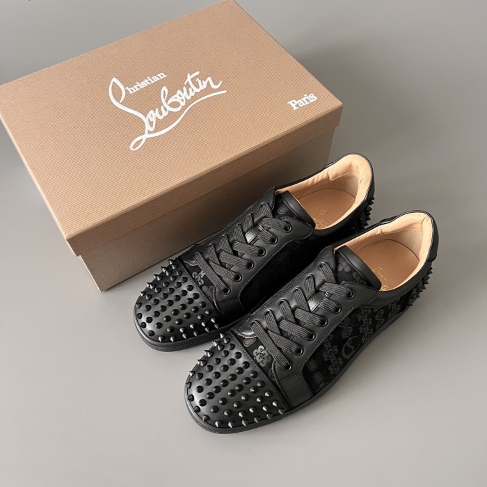NIGO Christian Louboutin Men's Spring And Autumn Rivets Metal Decoration Fashion Casual Lace-up Trainers Cowhide Hundred Modern Shoes Ngvp #nigo9888