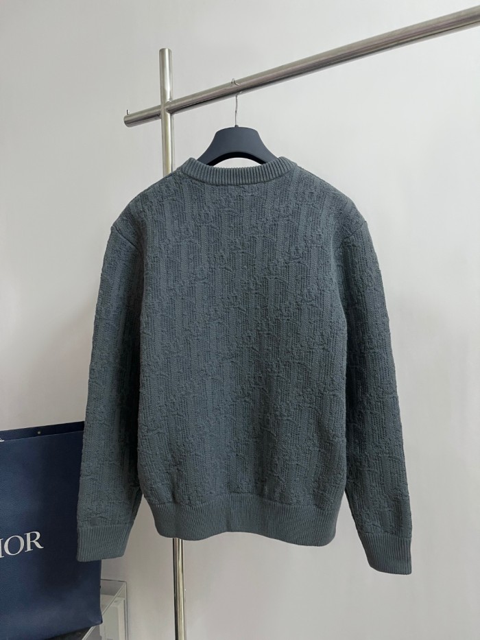 NIGO Dior Men's Spring and Autumn Solid Color Printed Ribbed Crew Neck Knit Sweater #nigo75184