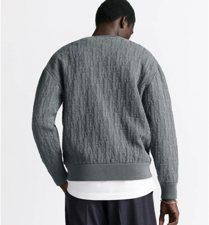 NIGO Dior Men's Spring and Autumn Solid Color Printed Ribbed Crew Neck Knit Sweater #nigo75184