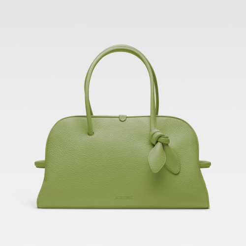 NIGO Jacquemus Le Turismo Women's Solid Bow Detail Zipper Closure Grained Leather Bowling Bag Tote Bags #nigo75167