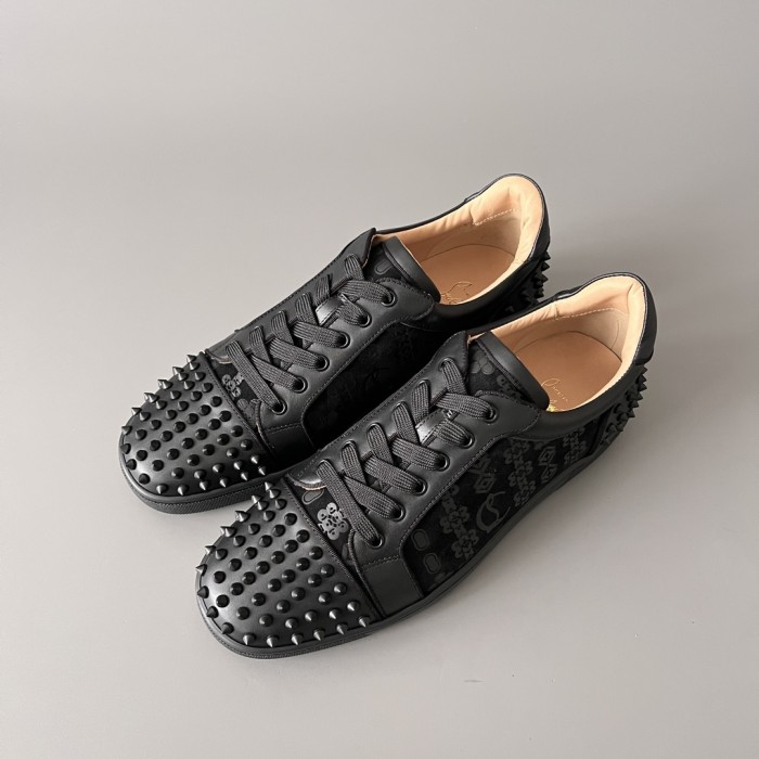NIGO Christian Louboutin Men's Spring And Autumn Rivets Metal Decoration Fashion Casual Lace-up Trainers Cowhide Hundred Modern Shoes Ngvp #nigo9888