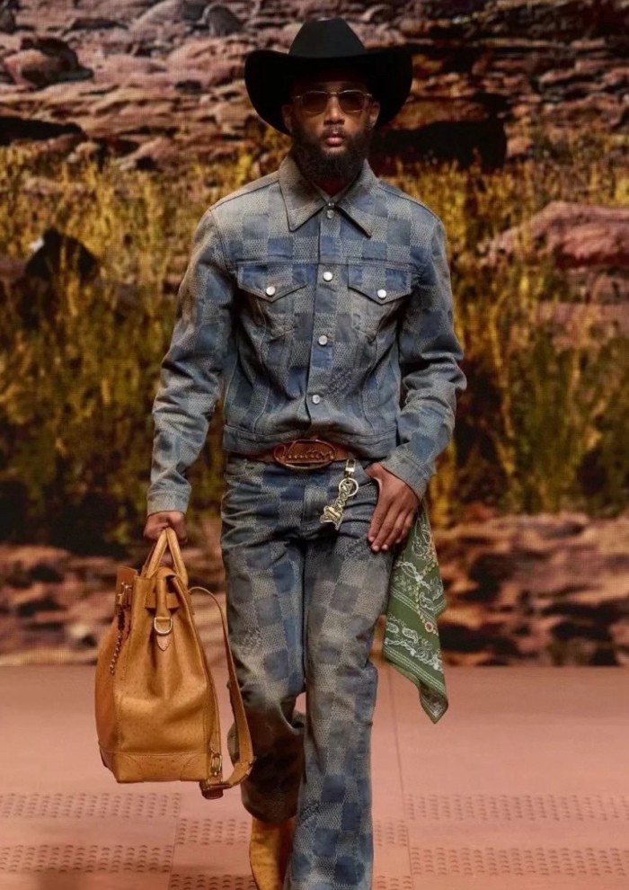 NIGO Louis Vuitton Men's Damier Washed Skateboarding Jeans Spring And Autumn Checkerboard Check Vintage Old Denim Trousers Straight Wide-leg Pants #nigo71847