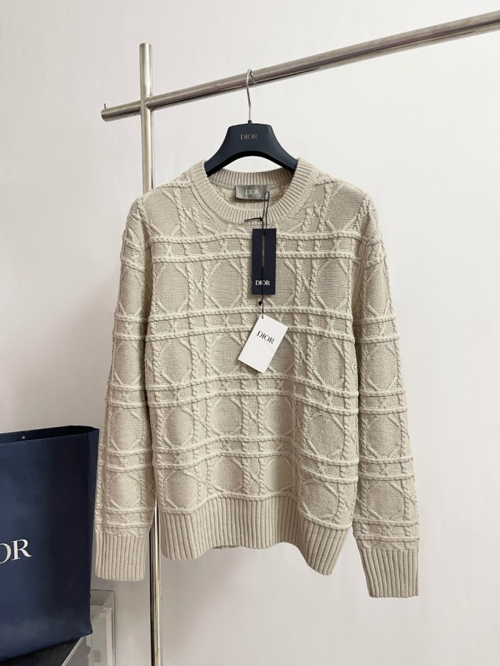 NIGO Dior Men's Spring and Autumn Solid Color Printed Ribbed Crew Neck Knit Sweater #nigo75185